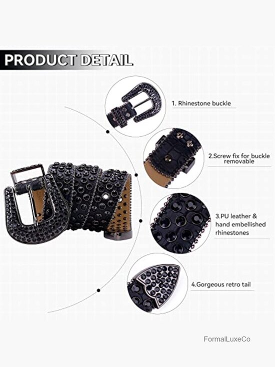 Bling Rhinestone Studded Leather Belt for Jeans Western Fashion main image 6